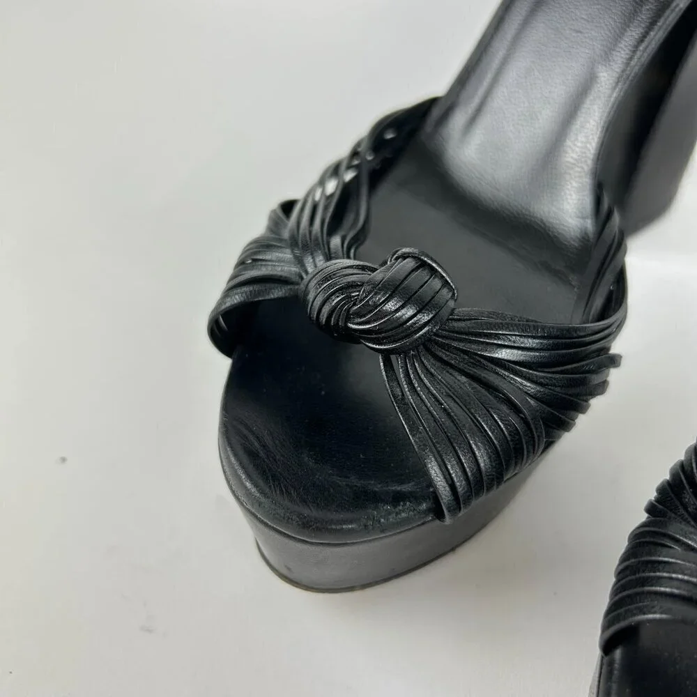 Gucci Allie Knotted Platform Sandals EU 37 US 7 Black Crawford Block High Heel - Picture 4 of 12
